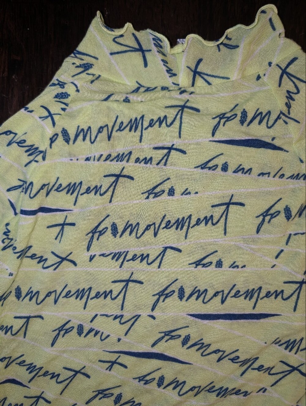 FP Movement by Free People Womens Lime Green Navy Script Long Sleeve Tee Medium